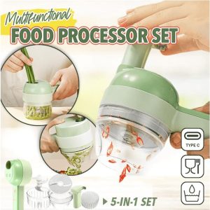 Food Processor, 5 részes konyhai készlet aprításhoz, szeleteléshez, hámozáshoz és tisztításhoz