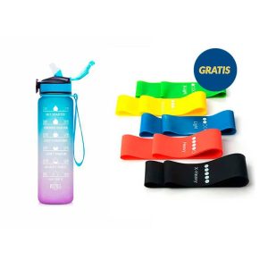 BottleBundle, Motivációs Vízpalack + 5 darabos Szett Edző Gumikötél