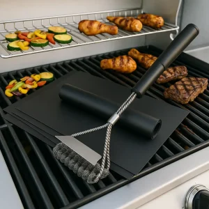 GrillBundle, grill alátét készlet (5 darab) és grill tisztítókefe