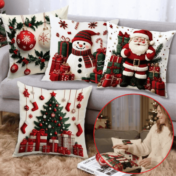 Karácsonyi párnahuzatok (4 db), RedXmass